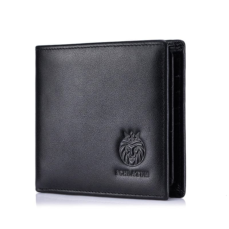 Portafoglio da uomo in vera pelle ultra sottile con blocco RFID, doppio scomparto, 2 finestre per documenti e 11 slot per carte di credito