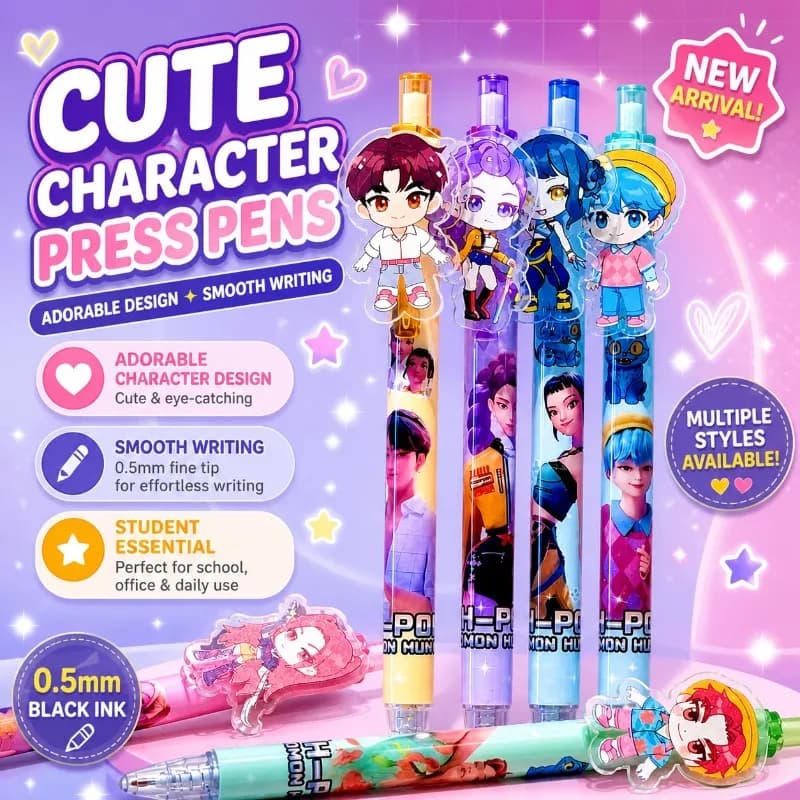 6/12/18Pcs Anime Rumi Black Gel Pen Student Writinng Pen Anime Figure Stationery Study Supplies Gift 0.5mm