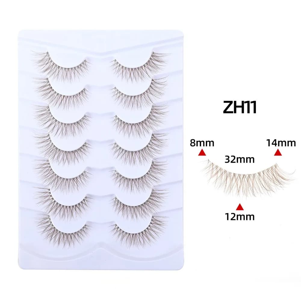 7 Paia di Ciglia Finte Effect Eye of Cat with Transparent Stele, Ciglia Finte in Visone Synthetic, Extension Ciglia Voluminose