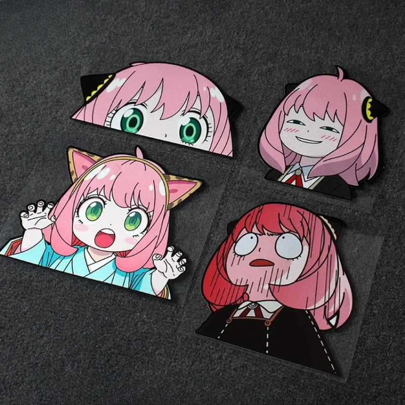 1PC Peeking Anya JDM Anime Car Stickers Waterproof Funny Auto Window Rear windshield Trunk Bumper Sunscreen Vinyl Decals