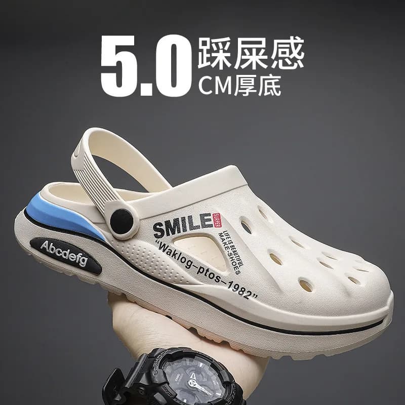 Scarpe traforate da uomo per l'estate, antiscivolo, alla moda, versatili, da spiaggia, comode, due modi di indossarle, ciabatte fresche.