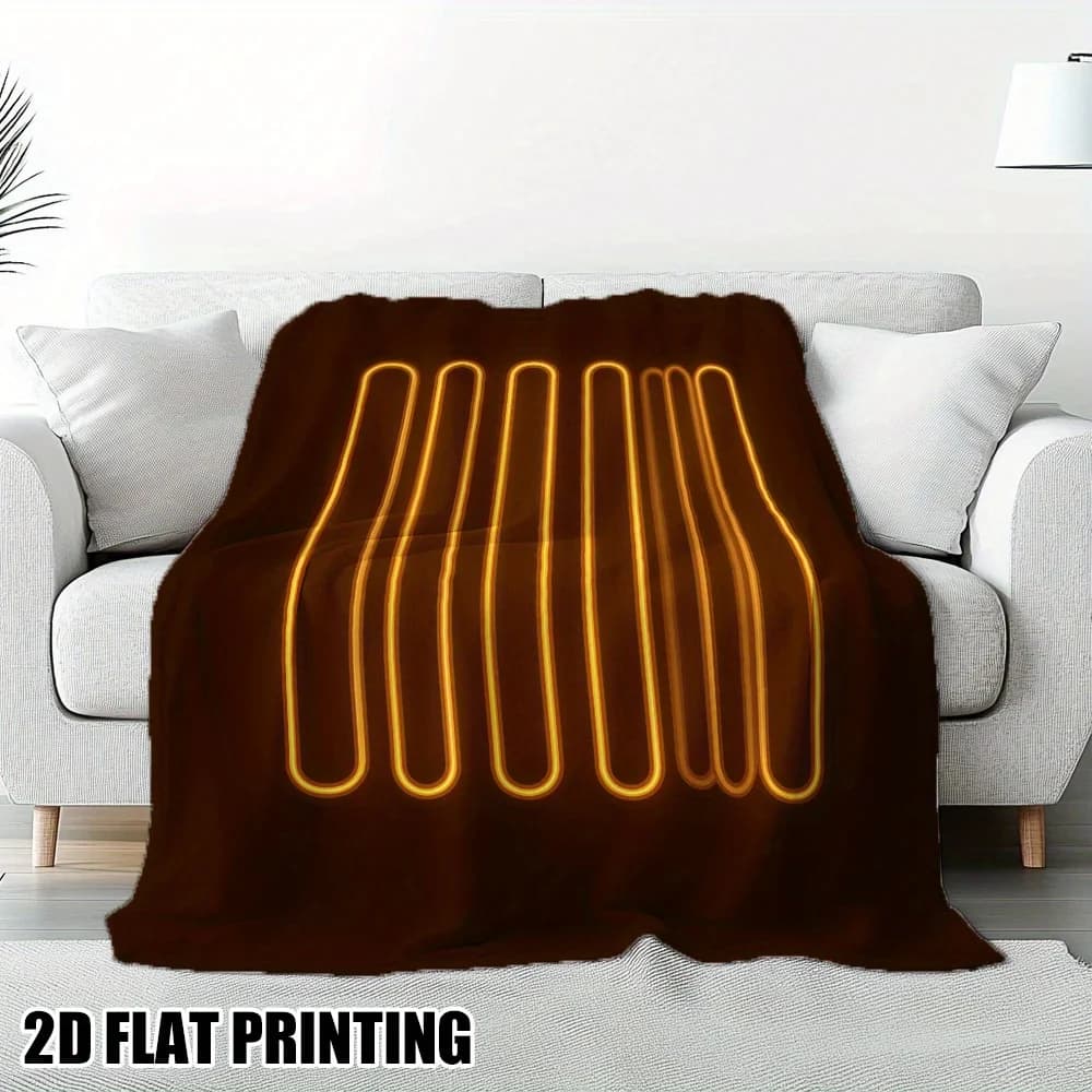 Coperta leggera in flanella con stampa di barre parallele arrotondate luminose, ideale per casa, campeggio o ufficio, per tutte le stagioni