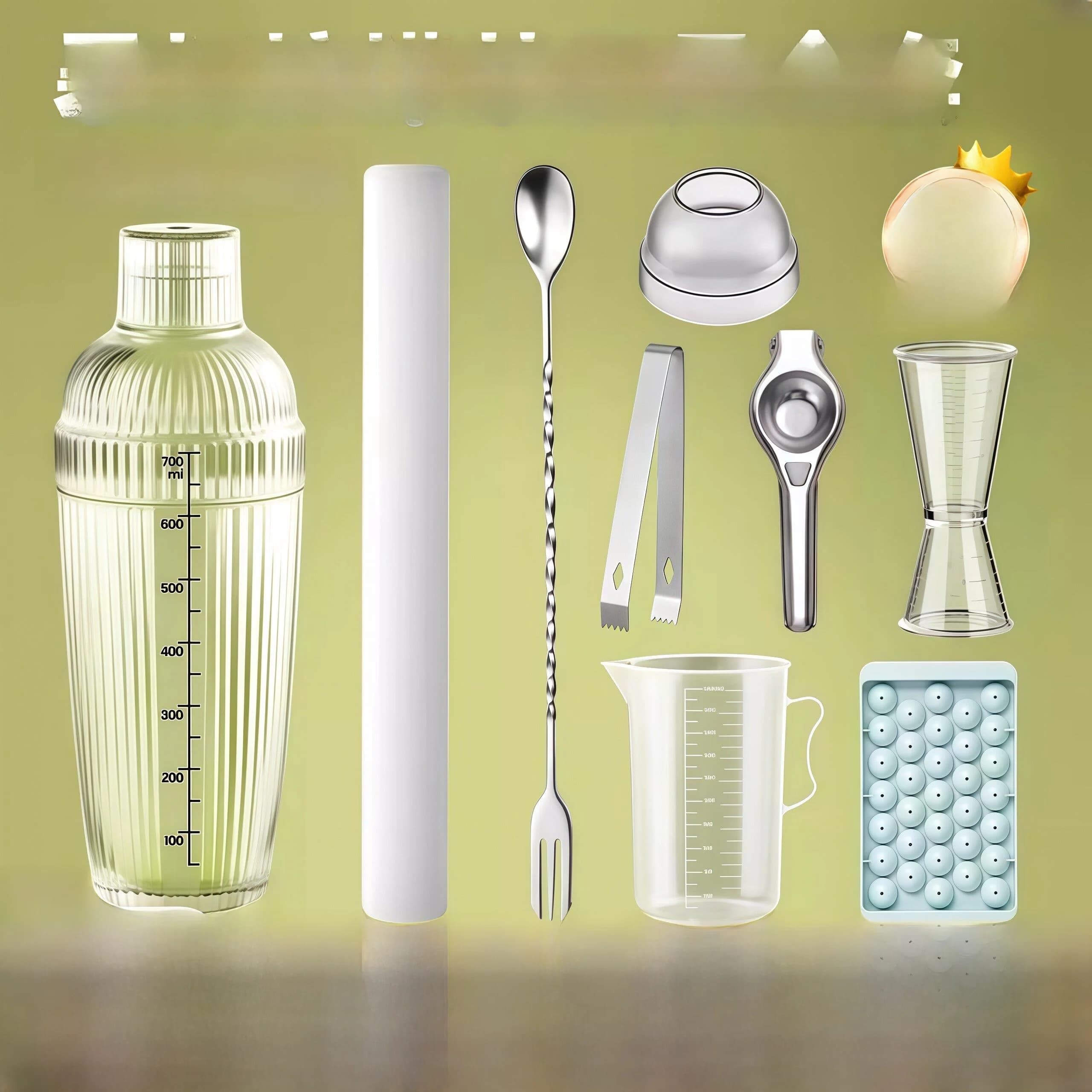 Handmade Lemon Tea Shake Cup Set Professional Barista Shaker Cocktail Maker Set for Milk Tea Shop Vertical Striped Shot Glass
