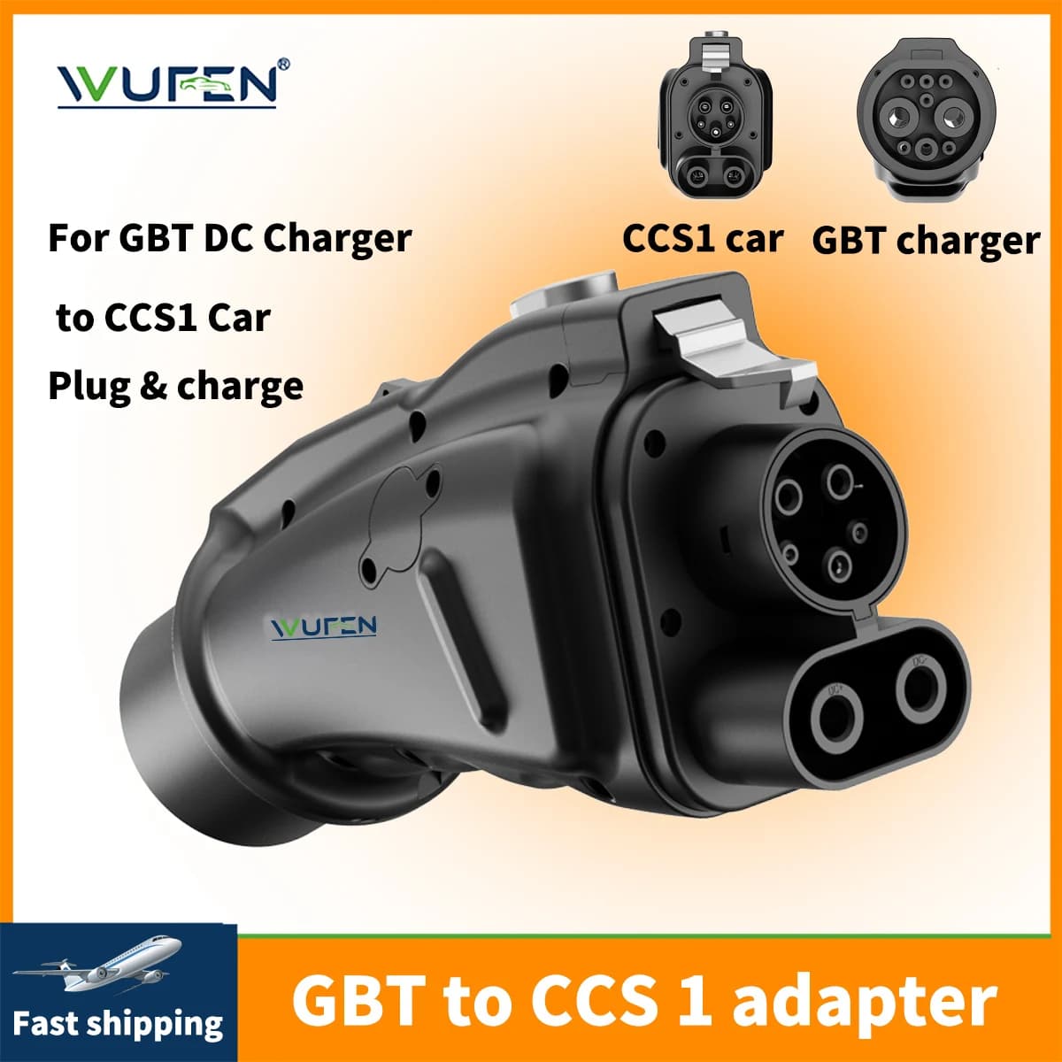 WUFEN Adattatore per Veicolo Elettrico GBT a CCS1 Caricatore Veloce per Auto 250KW Viaggio Esterno DC Super Caricatore GBT Stazione per Auto CCS1