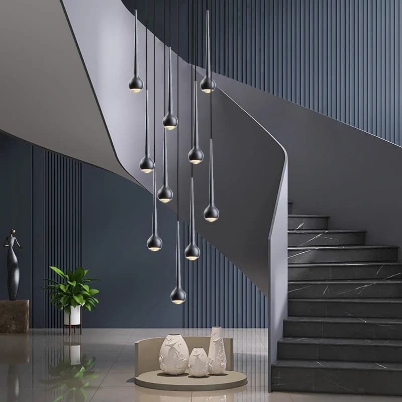 Lampadario moderno di lusso per scale, comodino, goccia d'acqua, lampada a sospensione, bancone bar, decorazione per finestre, lampada a sospensione per ristorante lustre