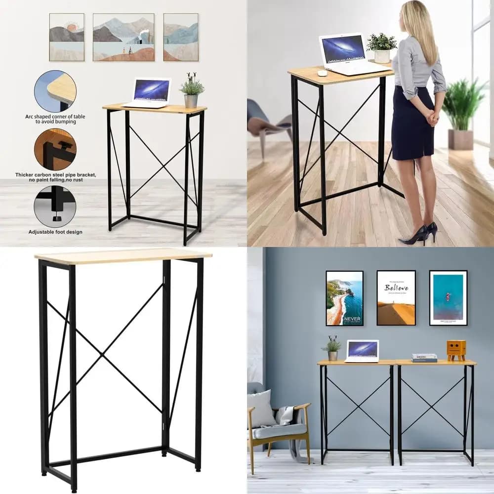 Scrivania per Laptop Regolabile, Scrivania Compatta per Lavoro in Piedi/Seduto, Facile da Montare, Ideale per Casa o Ufficio, Superficie in Legno