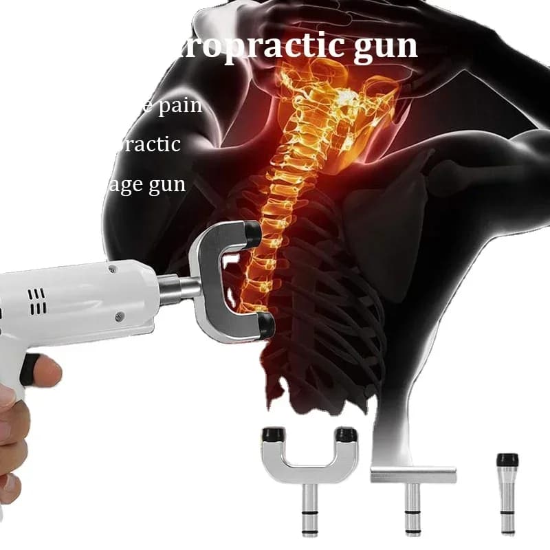 Electric spine chiropractor, adjustment concealer gun, chest lumbar massager for cervical spine with 4 massage heads