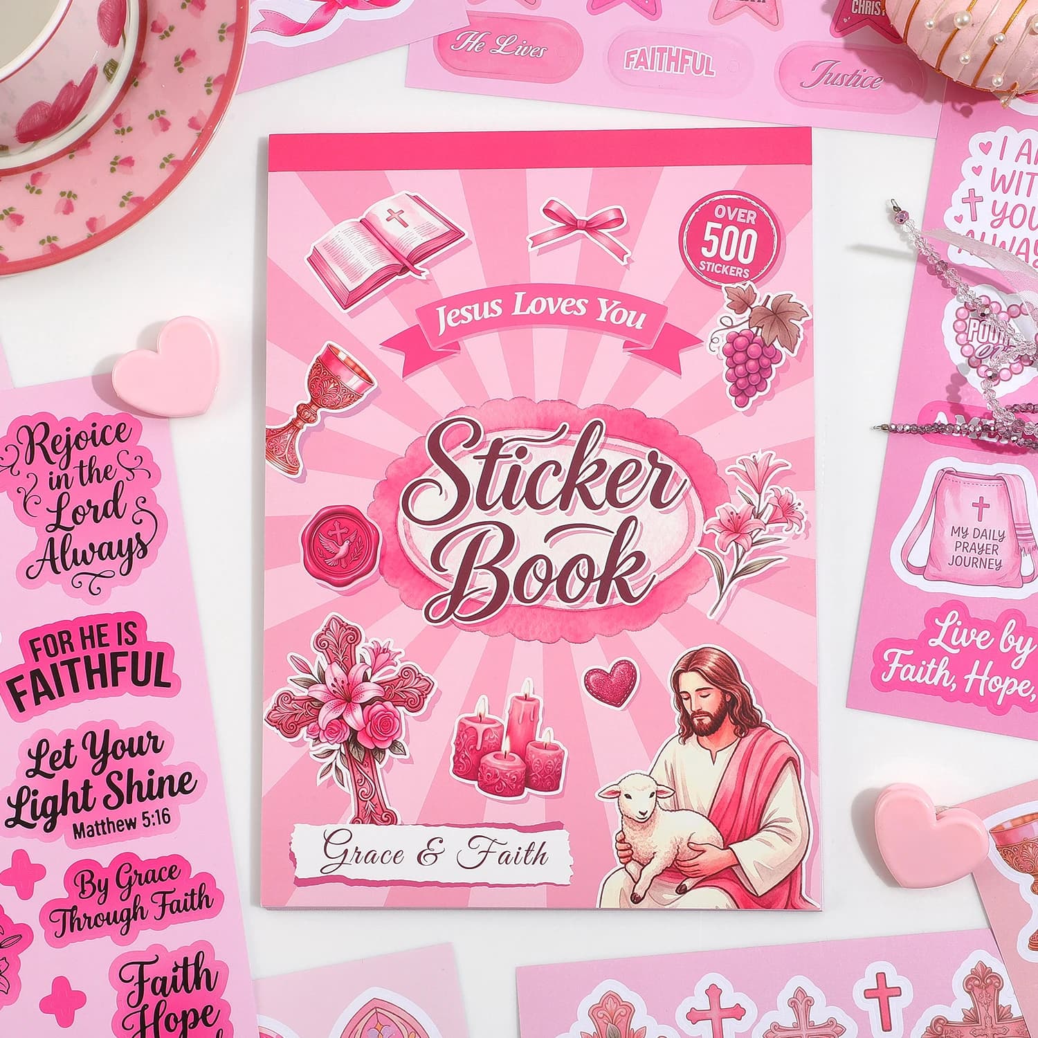 Christian Faith Stickers Book, Bible Verse Cross Jesus Stickers for Journaling Planner Cup Envelope Decor Faith Gift