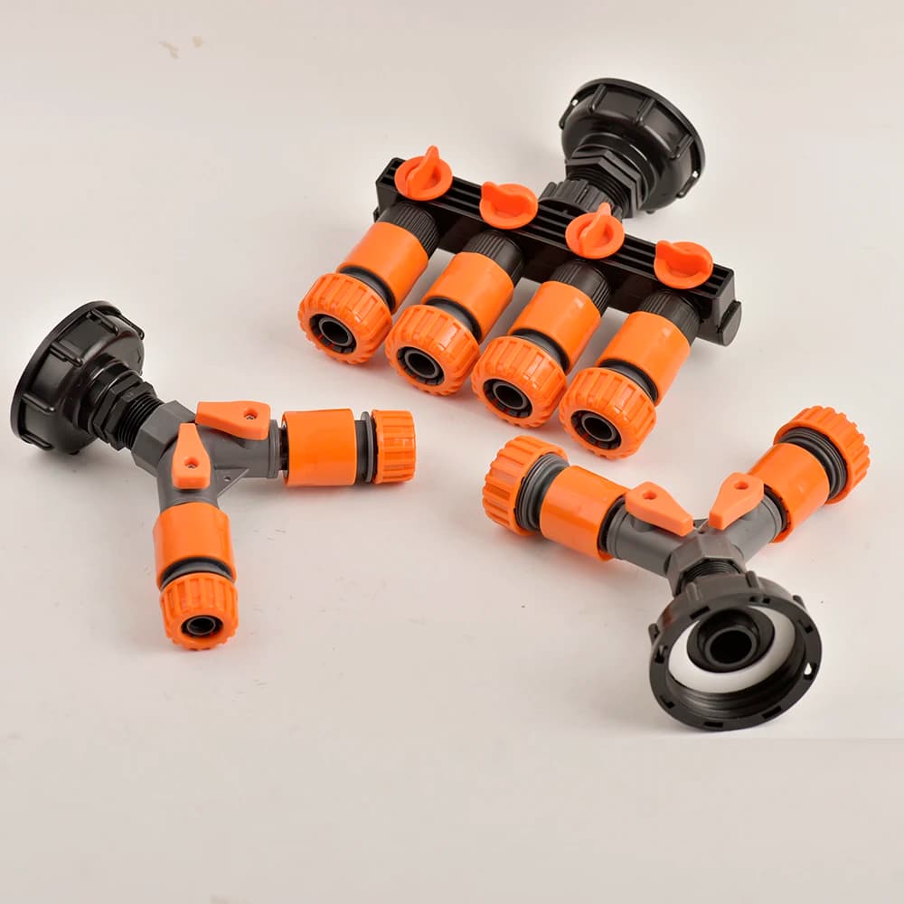 Kit Adattatore per Serbatoio IBC da 1000 Litri - Valvola di Uscita a 2/4 Vie per Tubo da Giardino, Raccordo per Tubo dell'Acqua per Serbatoi Esterni, Giardino, Fattoria
