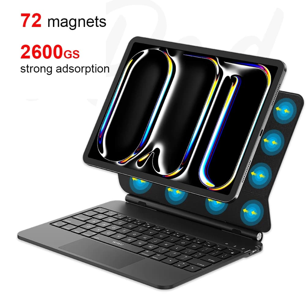 Tastiera WiWU per iPad Air 11 13 M4 M3 M2, Cover Folio Resistente per iPad Pro 11 13, Tastiera Wireless Retroilluminata per Tablet iPad
