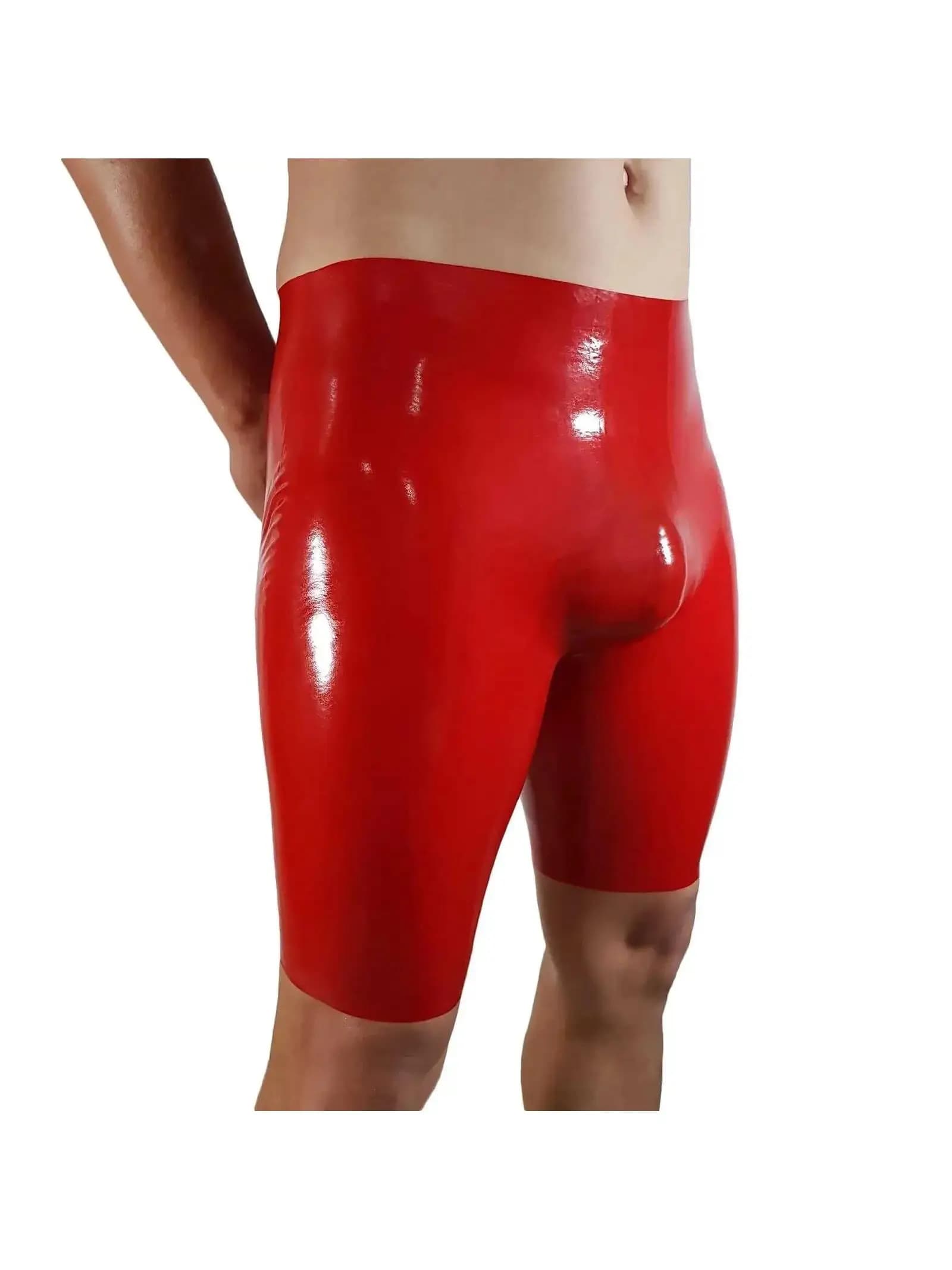 Pantaloncini sportivi in lattice di gomma Collant da ballo in costume di Halloween Cosplay Red Party Masquerade