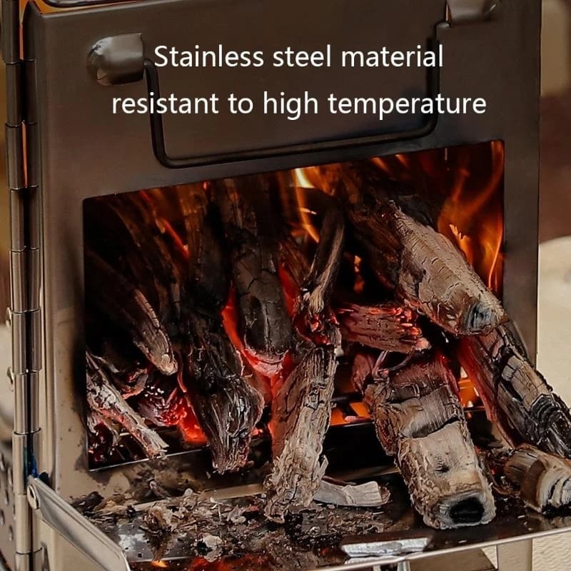 Q84C Mini Outdoor Firewood Stove Portable Camping Barbecue Folding Steel Grill