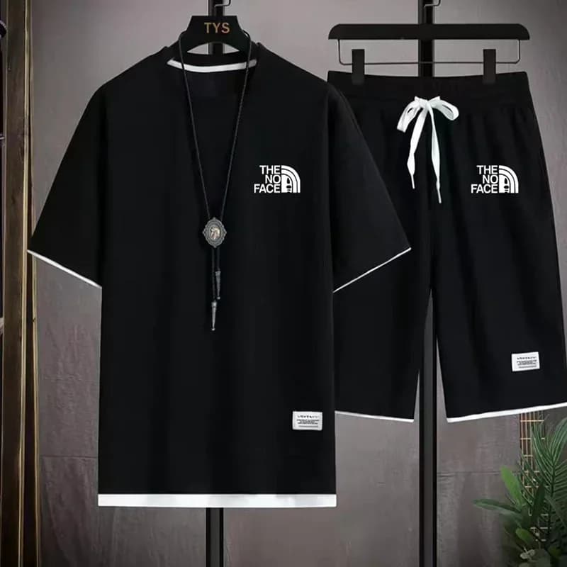 Set Estivo da Uomo, Abbigliamento Sportivo alla Moda, T-shirt a Maniche Corte + Pantaloncini Sportivi, Abbigliamento Casual da Uomo, Completo da Jogging