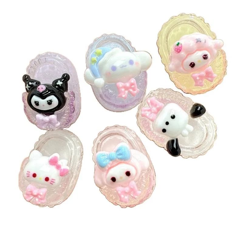 Cute luminous cartoon Hello Kitty slippers shaped resin accessories cream glue DIY phone case mirror cup storage box patch