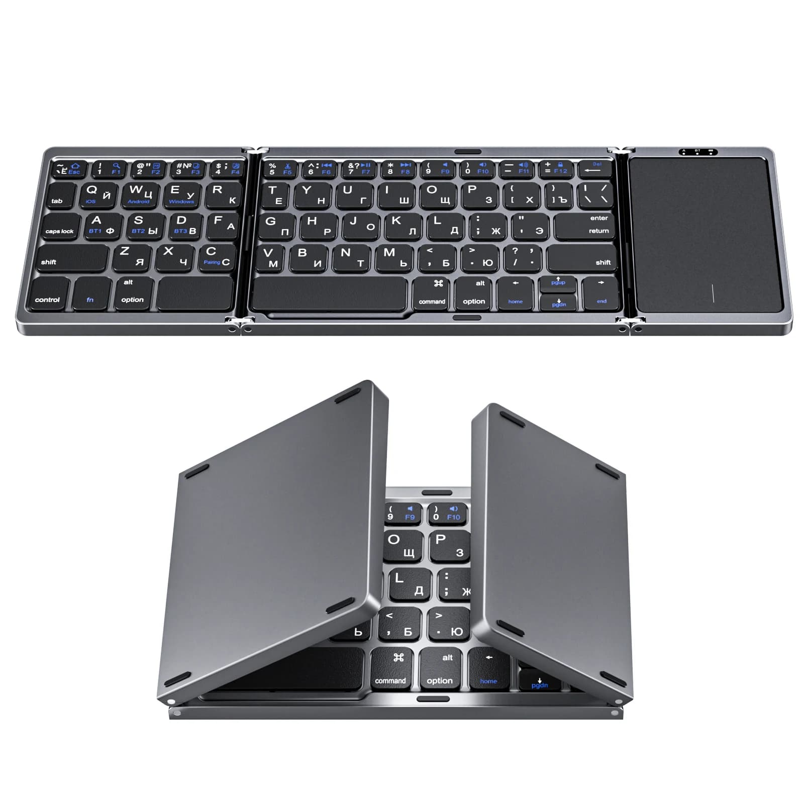 Tastiera pieghevole russa con Touchpad Mini tastiere pieghevoli Wireless Bluetooth portatili per Mac iOS Android Windows PC