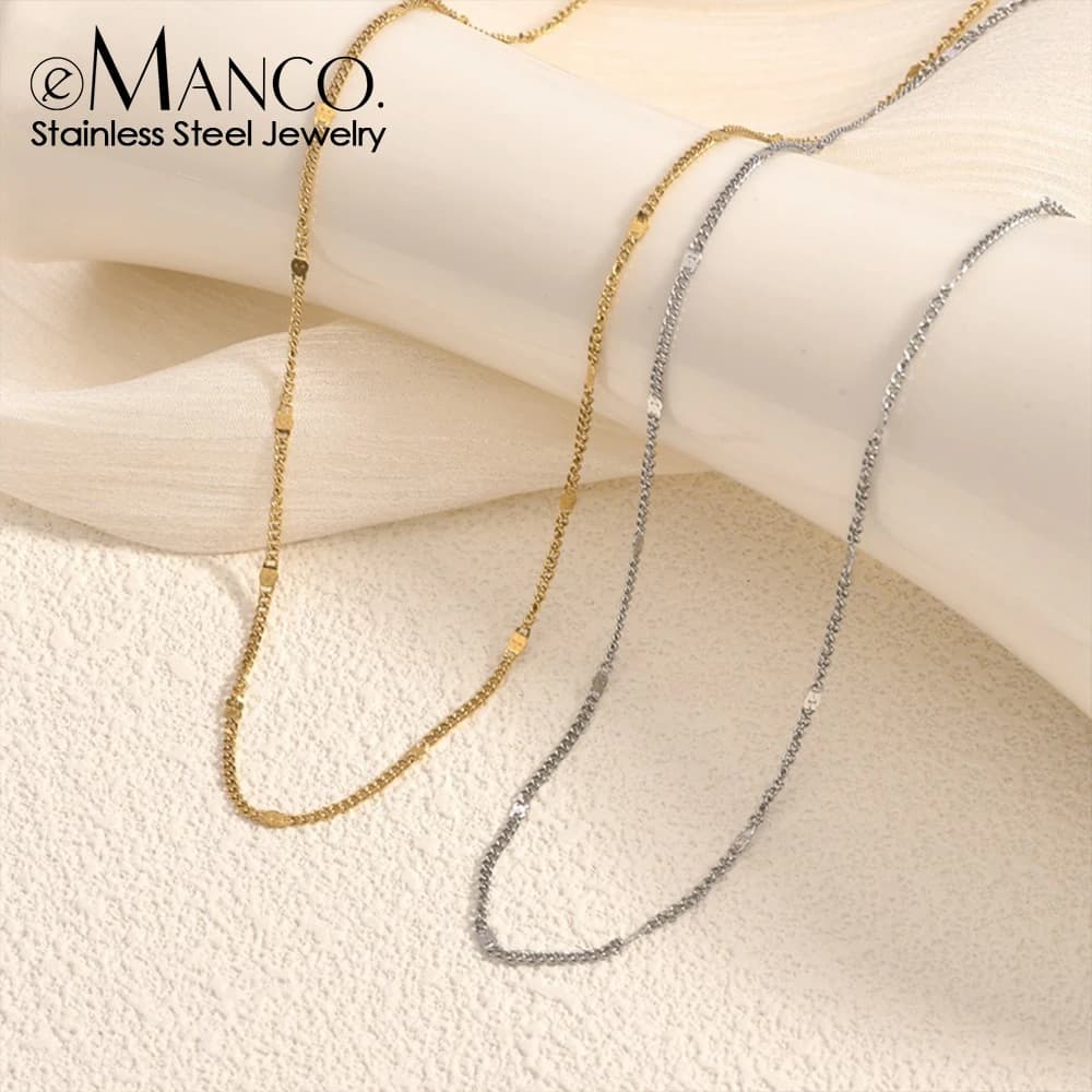EManco Stainless Steel Minimalist Style Snake Chain Necklace with Dainty Ideal for Daily Commute Chic Jewelry 48-Hour Shipping