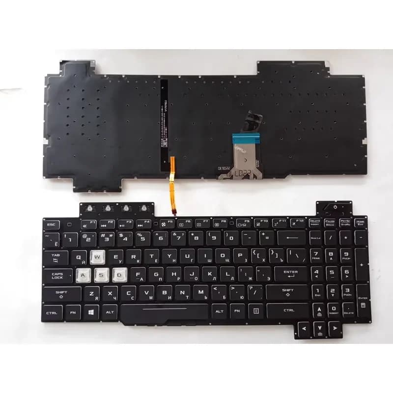 Tastiera retroilluminata per Asus FX505RU con caratteri russi stampati in bianco e retroilluminazione nera