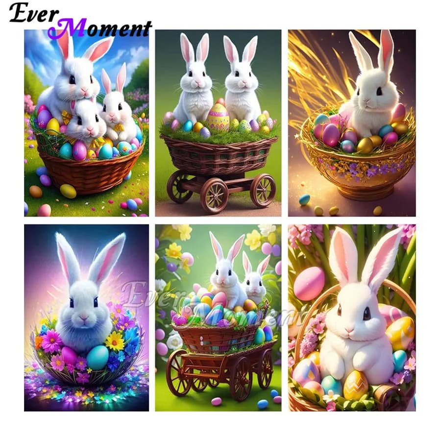 Easter Bunny and Eggs Ever Moment Diamond Painting Square Drill Diamond Embroidery Cross Stitch Handmade Gifts ASF2887