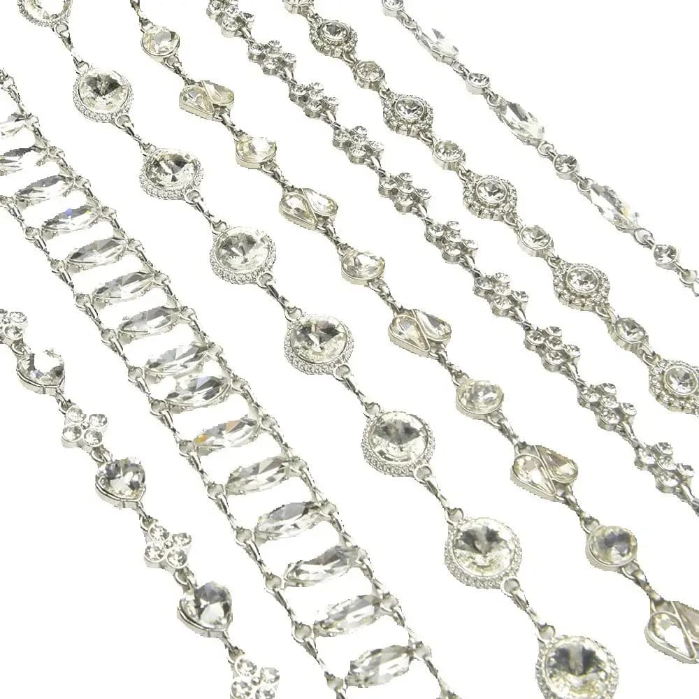 Catena metallica decorativa con perle di strass intarsiate in lega, collana fai da te, cintura per borse per gioielli, accessori per nastri per abbigliamento, 1 metro