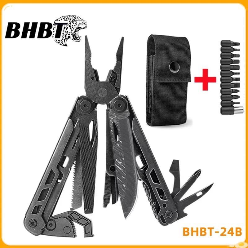 BHBT 24B New Multi Pinze Tool With Damascus Blade Hoxagon Folding EDC Key to Camping Outer Survival Tools Maintenance