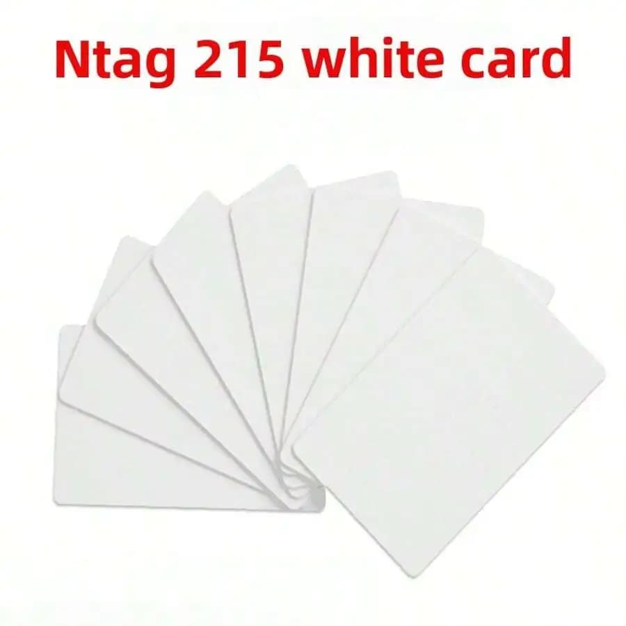 50/100Pcs NTAG215 Blank White NFC Cards PVC 13.56MHz ISO14443A 504 Bytes Rewritable RFID Tagmo Card for Switch NFC Phone