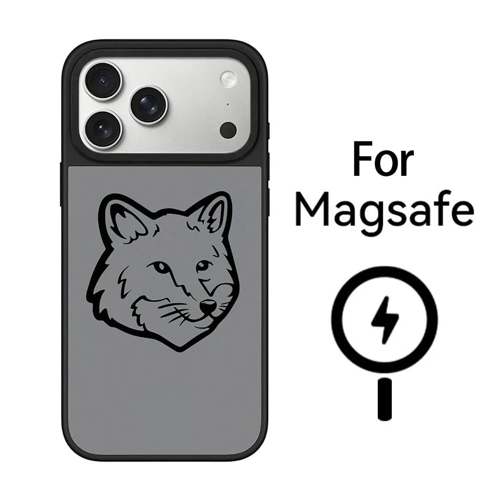 Custodia Magnetica Grigio Ardesia Fox Head per iPhone 17 16 15 14 13 12 Pro Max con Ricarica Wireless MagSafe e Copri Pulsante