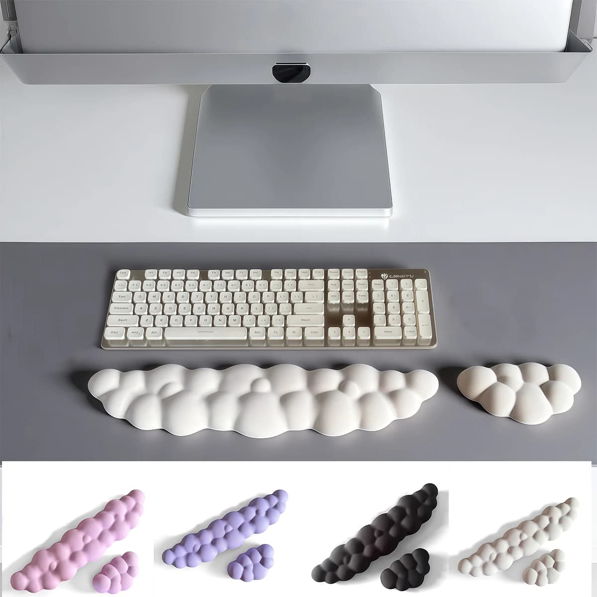 Poggiapolsi a Forma di Nuvola, Tappetino Antiscivolo per Scrivania, Poggiapolsi Ergonomico in Memory Foam, Tappetino per Mouse, Accessori da Ufficio
