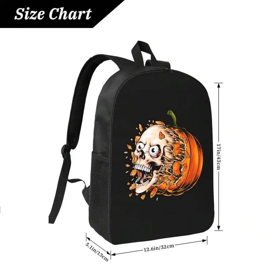 Halloween Skull Pumpkin Print Backpack For Adults Travel School Computer Bag