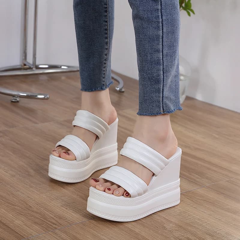 Summer Casual Wedge Sandals Women - 15CM High Heel Open-Toe Slippers, Non-Slip Outdoor Beach Shoes for Women Trendy