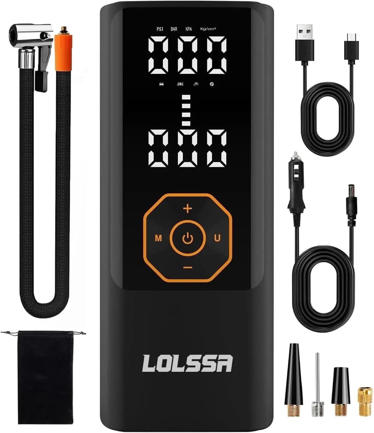 Compressore d'Aria Portatile Senza Fili per Auto, Moto, Pneumatici di Biciclette con Manometro e Luce LED