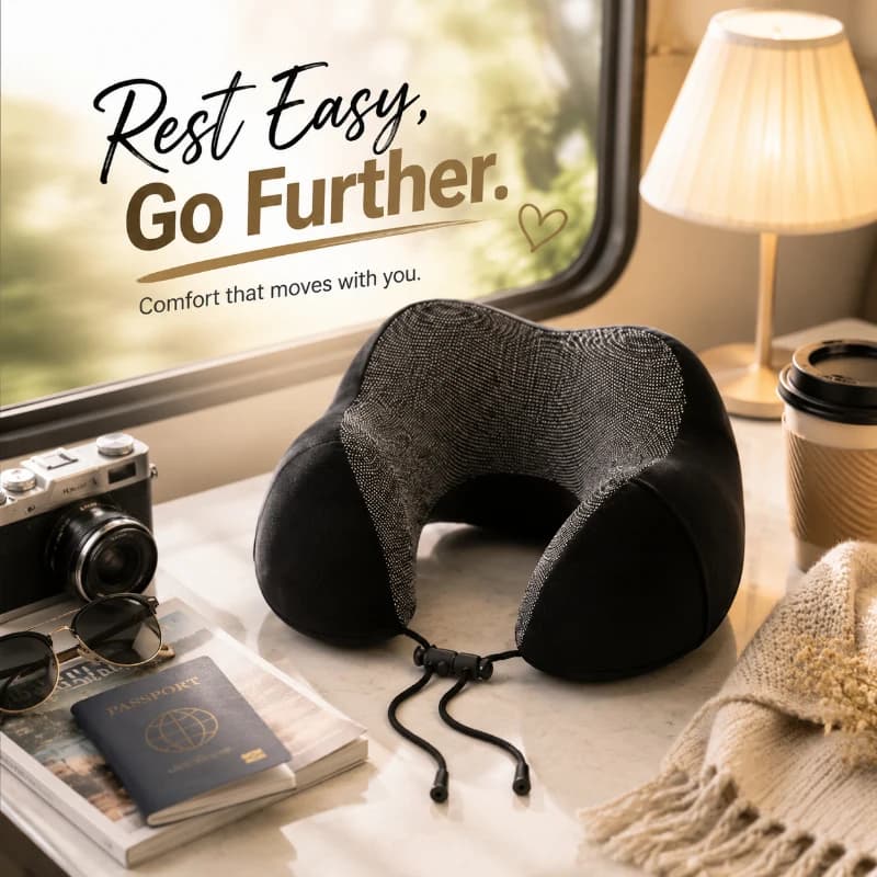 Cuscino da Viaggio a U Morbido, Cuscino in Memory Foam, Supporto Cervicale Affidabile per Viaggi in Aereo
