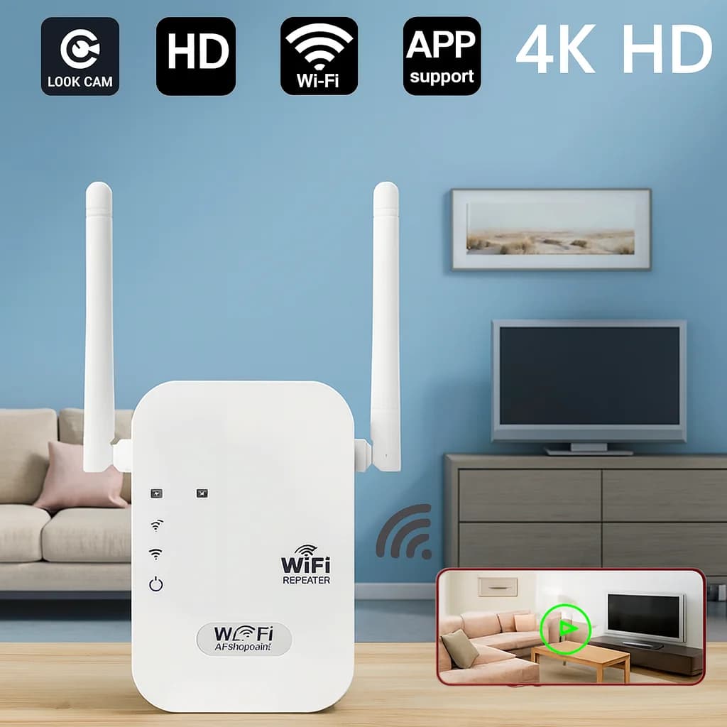 Ripetitore WIFI multifunzione 4K HD, potenziamento del segnale WIFI, controllo versione WIFI, compatibile con iOS e Android.
