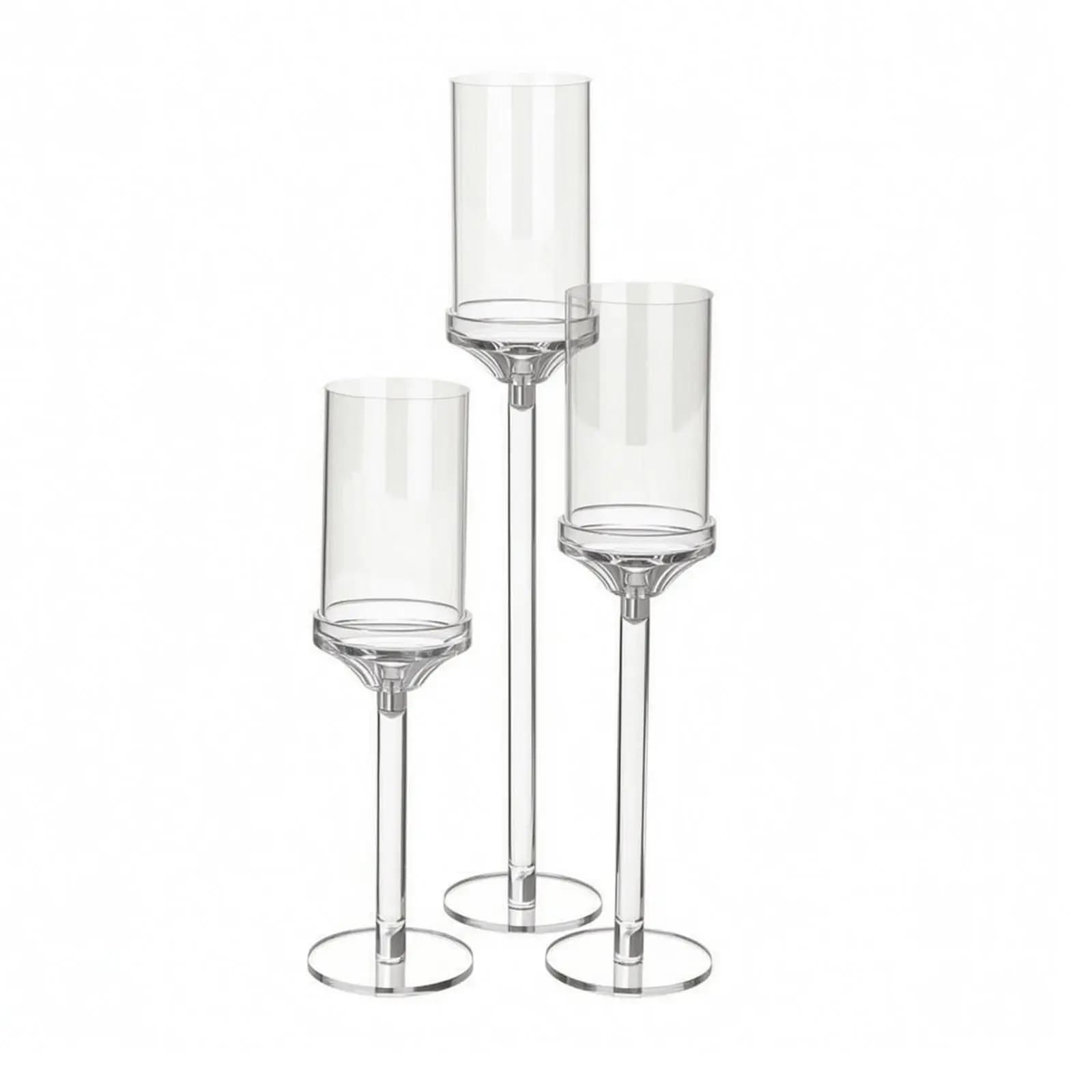 Acrylic Candle Holder Cylindrical Cup Clear Minimalist Candlestick Base for Hotel Party Table Setting Decor