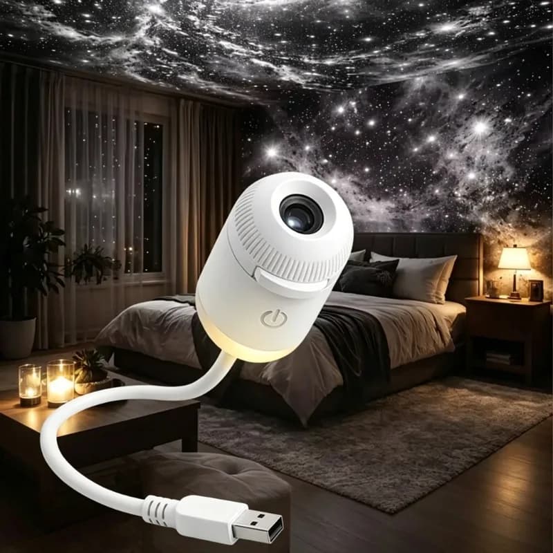 Mini Proiettore di Stelle Galattiche Due in Uno, Luce Notturna, Illuminazione d'Atmosfera per Casa, Camera da Letto, Decorazione Auto, Regalo per Bambini 2026