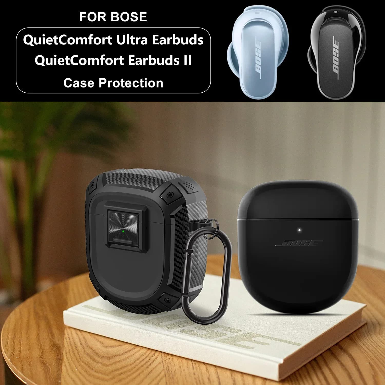 With button switch protective case with suitable hook for Bluetooth BOSE QuietComfort Ultra/QuietComfort 2 Gen / Ultra