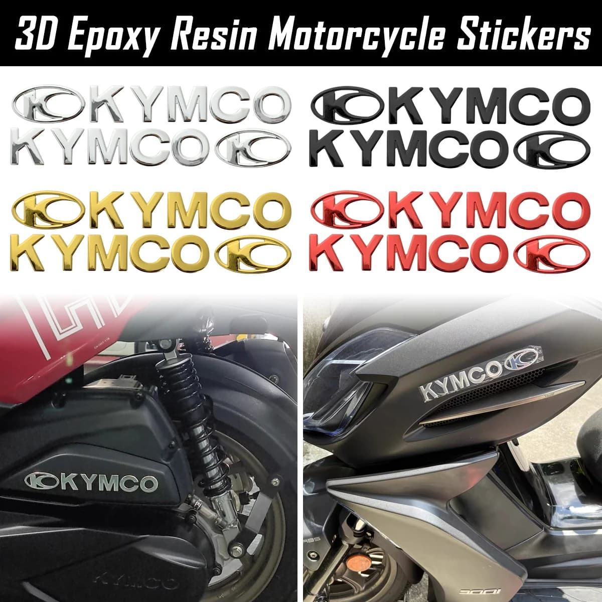 Per KYMCO AK 550 Downtown 300i Persone 250 Agility 50 3D Resina Epossidica Moto Adesivi Moto Scooter Accessori Corpo Decalcomanie