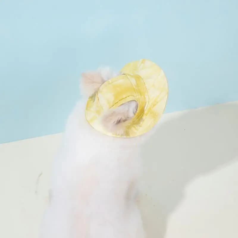 Nuovo Cappello Estivo per Gatti con Fori per le Orecchie - Simpatico Cappello da Pescatore per Gattini con Protezione UV, Traspirante, per Esterni, Parasole per Gatti