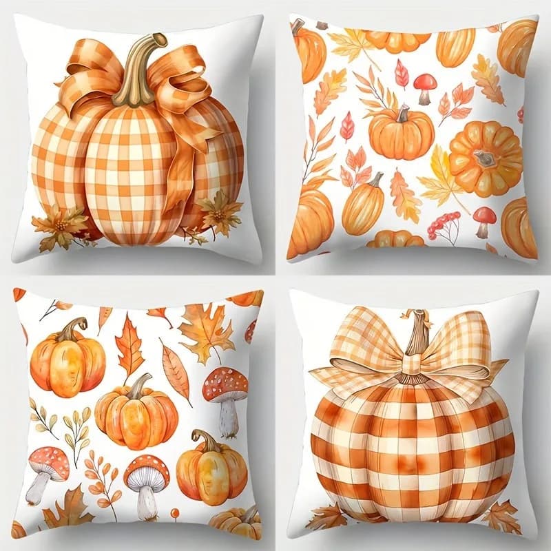 Decorazioni per la casa Fodera per cuscino con motivo zucca e foglie autunnali adatta per divano, camera da letto, auto