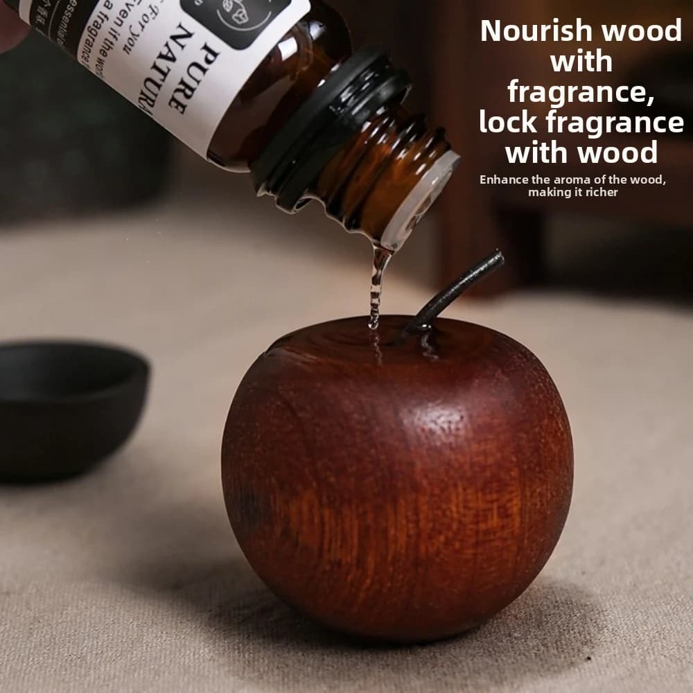Apple Shape Car Essential Oil Diffuser Natural Fragrance Clip-on Wooden Aroma Diffuser Slowly Volatile Long-lasting Floral