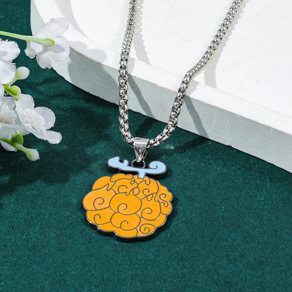 Anime Devil Fruit Pendant Necklace - Creative Cool Cosplay Accessory Unique Gift for Friends Cartoon Neck Chain Jewelry