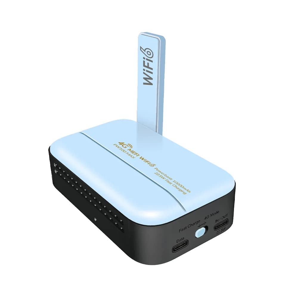 Router 4G LTE Portatile PW100 MAX con Hotspot MiFi, Powerbank 10000mAh, Ricarica Rapida 22.5W, Wi-Fi 6 e Slot per Scheda SIM