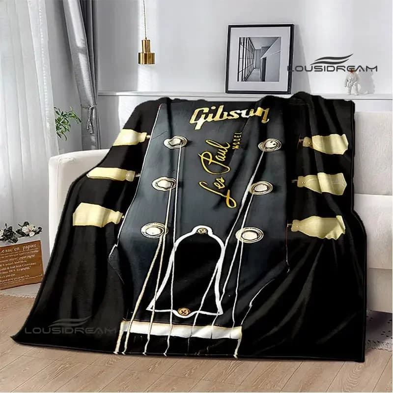 Gibson guitar logo printed blanket Flange warming blanket picnic blanket Home Travel blanket bed linings Birthday Gift