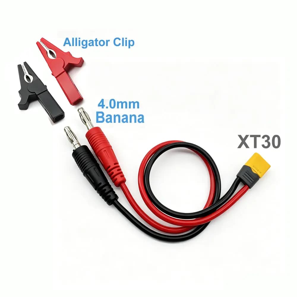 2-in-1 XT30 Connector to 4mm Banana Plugs Adapter Cable With Alligator Clip Charging Cord for RC Lipo Battery Charge FPV Drone