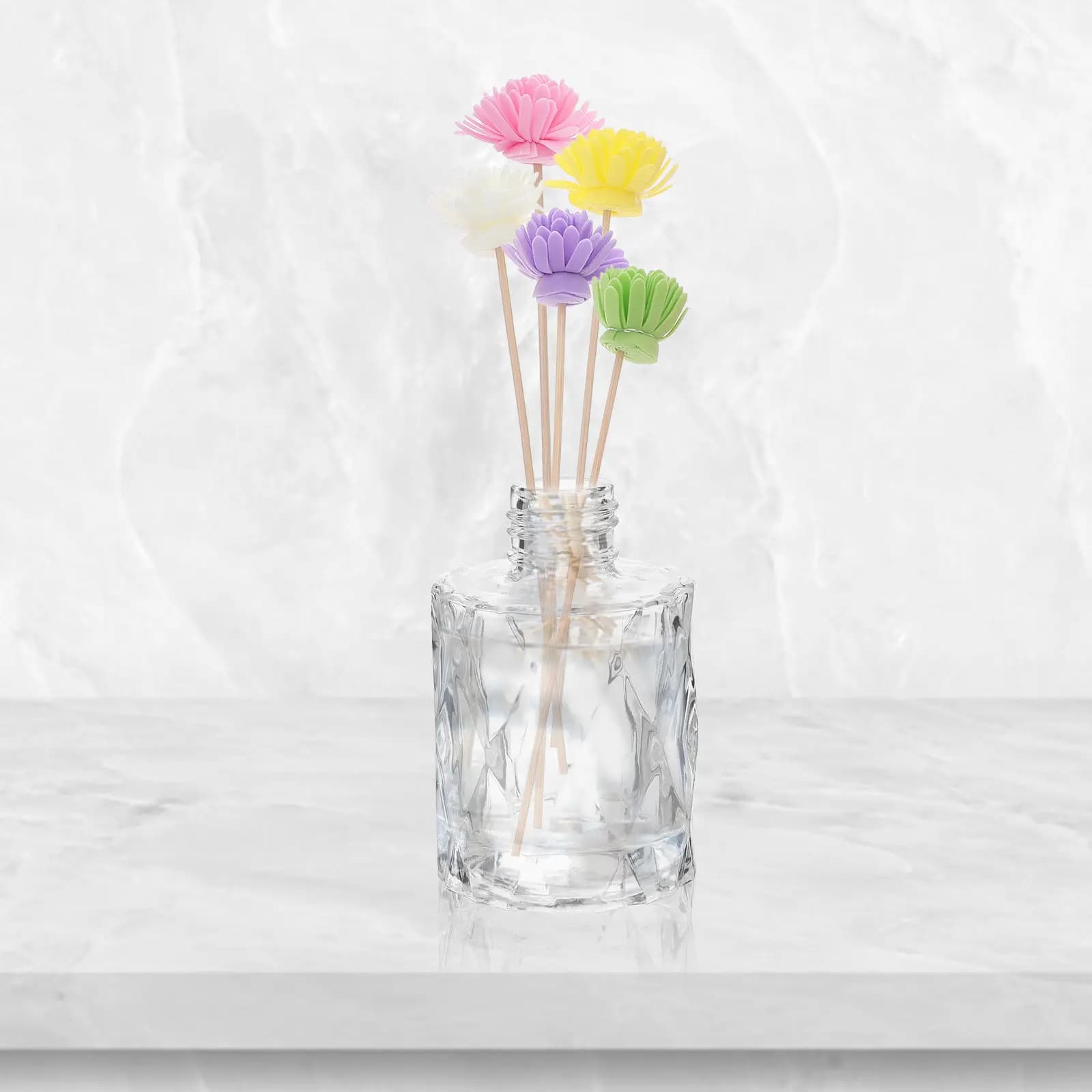 12 bastoncini diffusori di oli essenziali con fiori artificiali decorativi, ricarica sicura senza fiamma per diffusore di fragranze per la casa e l'ufficio