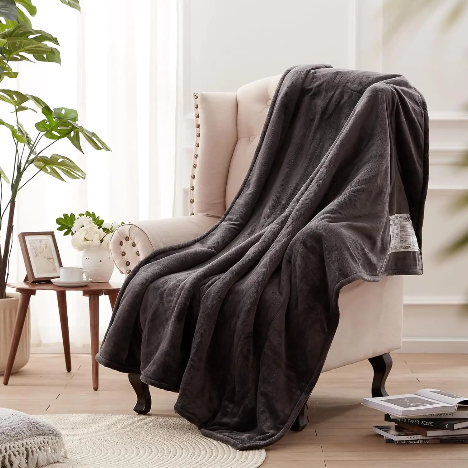 Coperta elettrica riscaldata con 6 livelli di calore, timer, protezione da surriscaldamento, flanella lavabile in lavatrice (50x60 pollici)