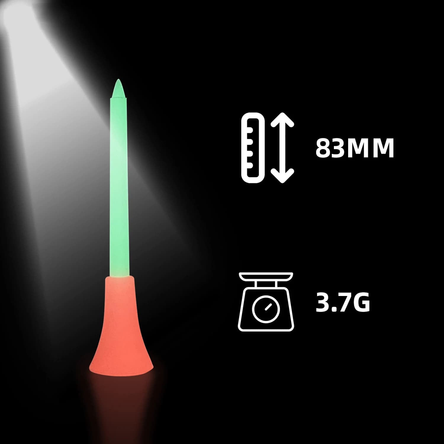 24 tee da golf che si illuminano al buio per sport notturni, tee da golf in gomma fluorescente, palline luminose che si illuminano, colori misti