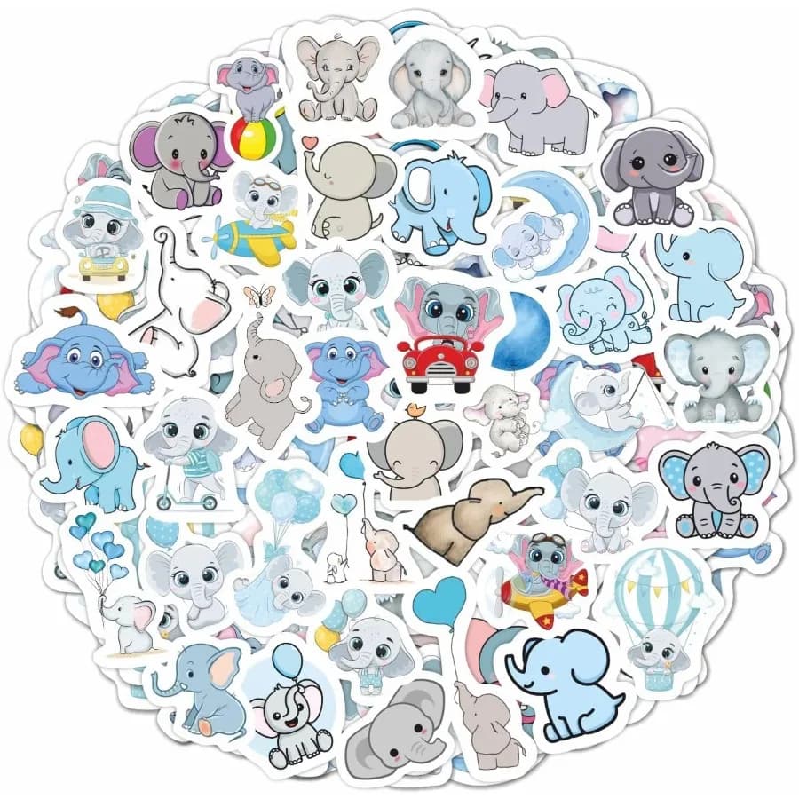 Wall decals with elephants for water bottle and laptop: fun and unique decorative decals in vinyl, perfect as gifts for women and men, ideal