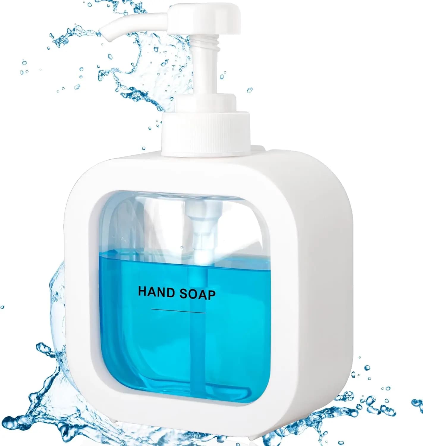 Dispenser di sapone compatto in plastica per bagno e lavello della cucina con pompa, bianco