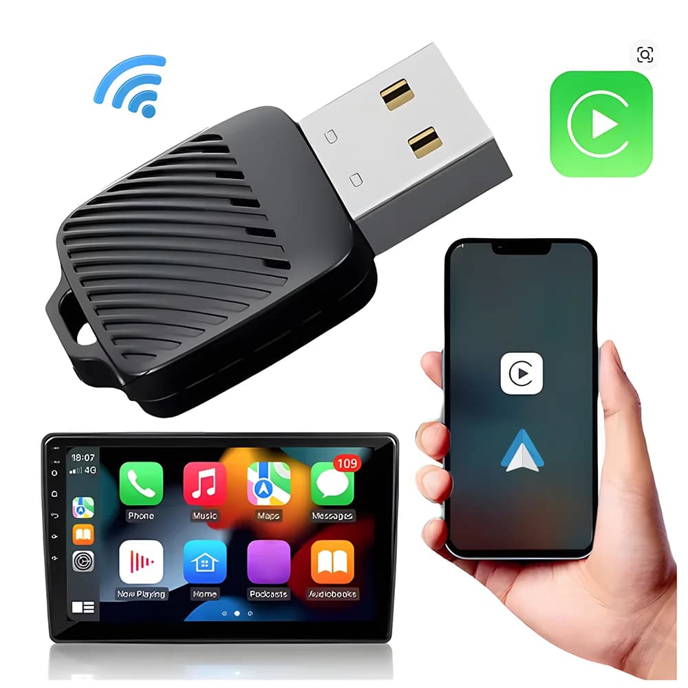 Car Adapter Android CarPlay Wireless 2 in 1 Dongle USB Smart Plug & Play Automatic Car Connector iPhone and Android