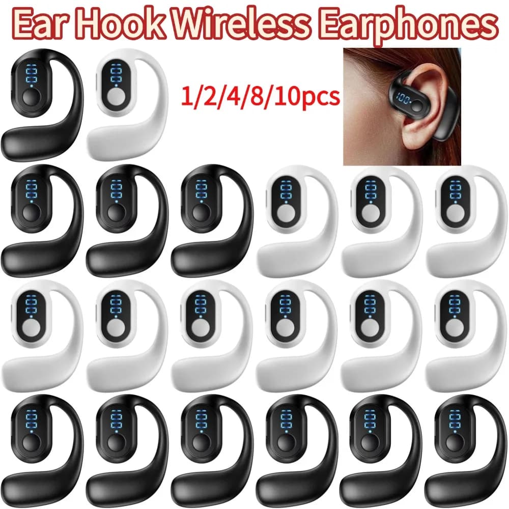 Ear Hook Wireless Earphones Bluetooth5.3 Mini Handsfree Waterproof Sport Music Headset Single Earbuds HiFi Stereo Gaming Headset
